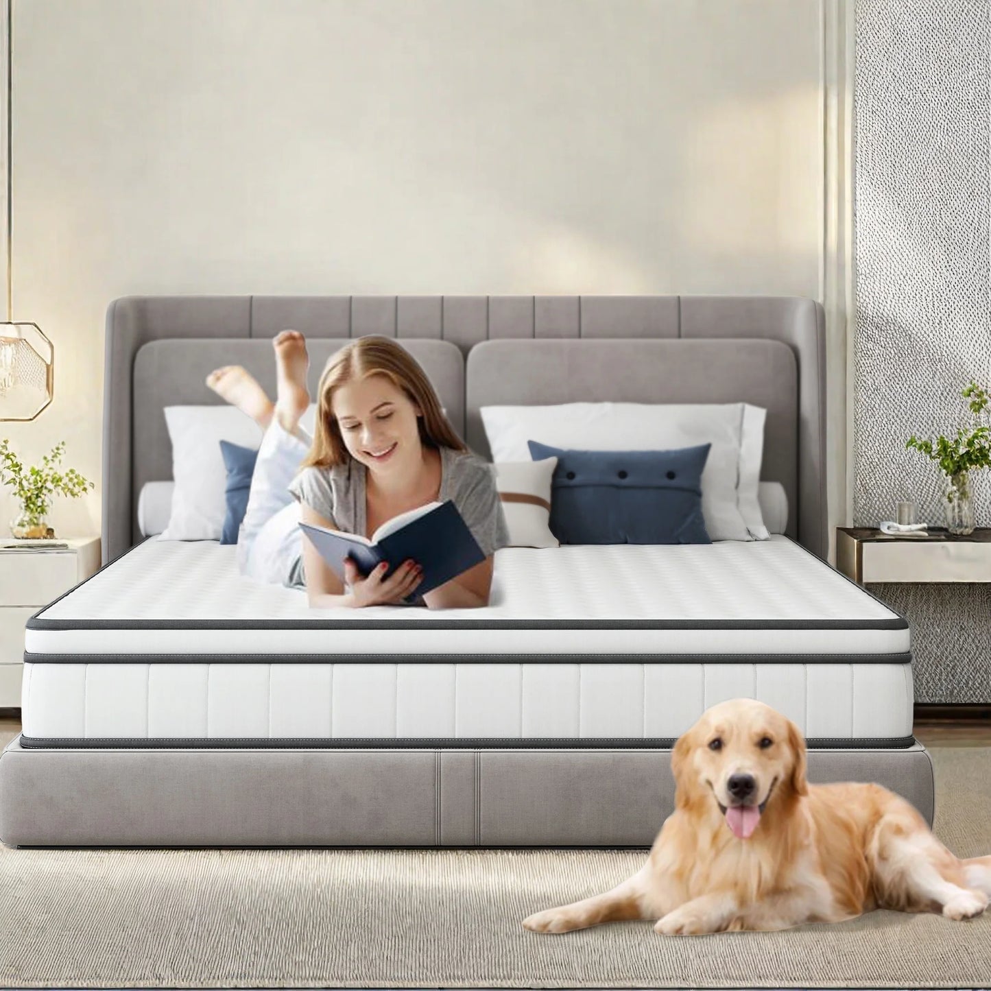 Anajqaqia 140 x 190 x 25 cm Federkernmatratze, mittelfeste orthopädische Federn, ergonomisches Design, atmungsaktive Matratze