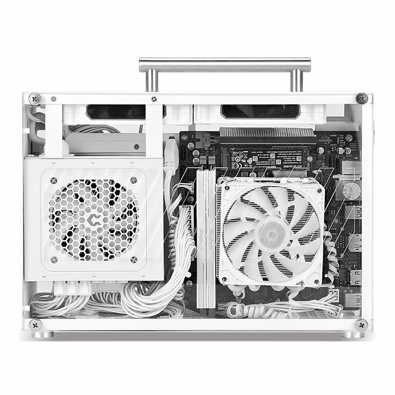 METALFISH T60 Mini ITX White Case 9L With Acrylic Or Mesh Side Panel and Portable Handle Support SFX PSU/300mm GPU/2*120mm Fan.
