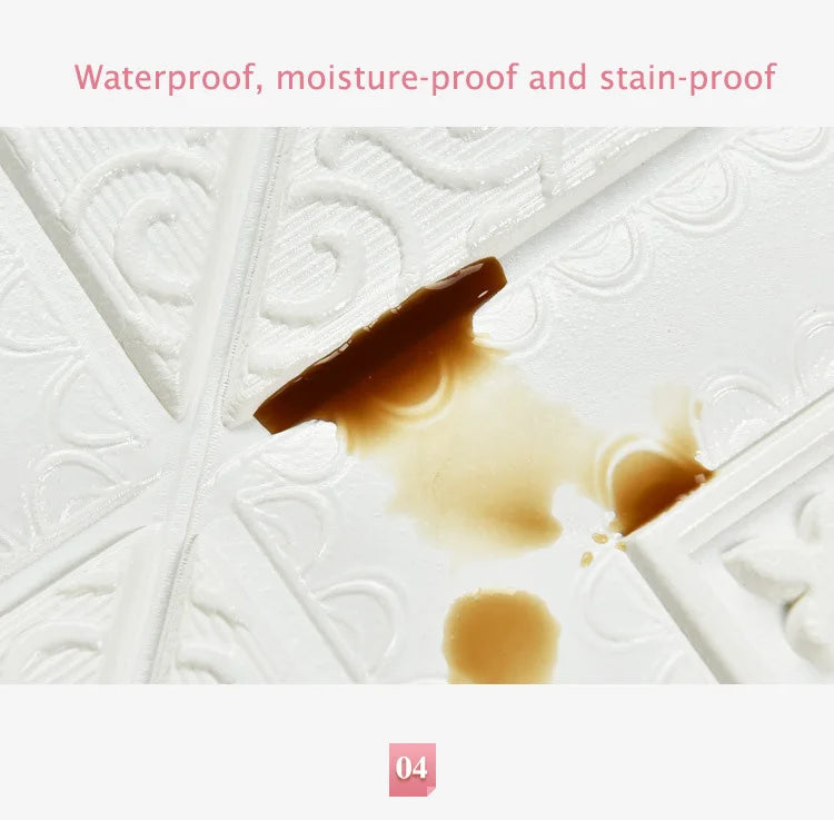 10Pcs 70*70cm Ceiling Wallpaper 3D Brick Waterproof Wall Stickers Foam Wall Paper Self-Adhesive Home Decor