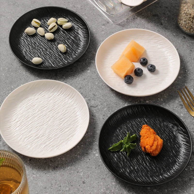 INS Stone Grain Bone Plate Relief Premium Steak Dining for Simple western Food Plate Salad Plate Special Look Household Items.