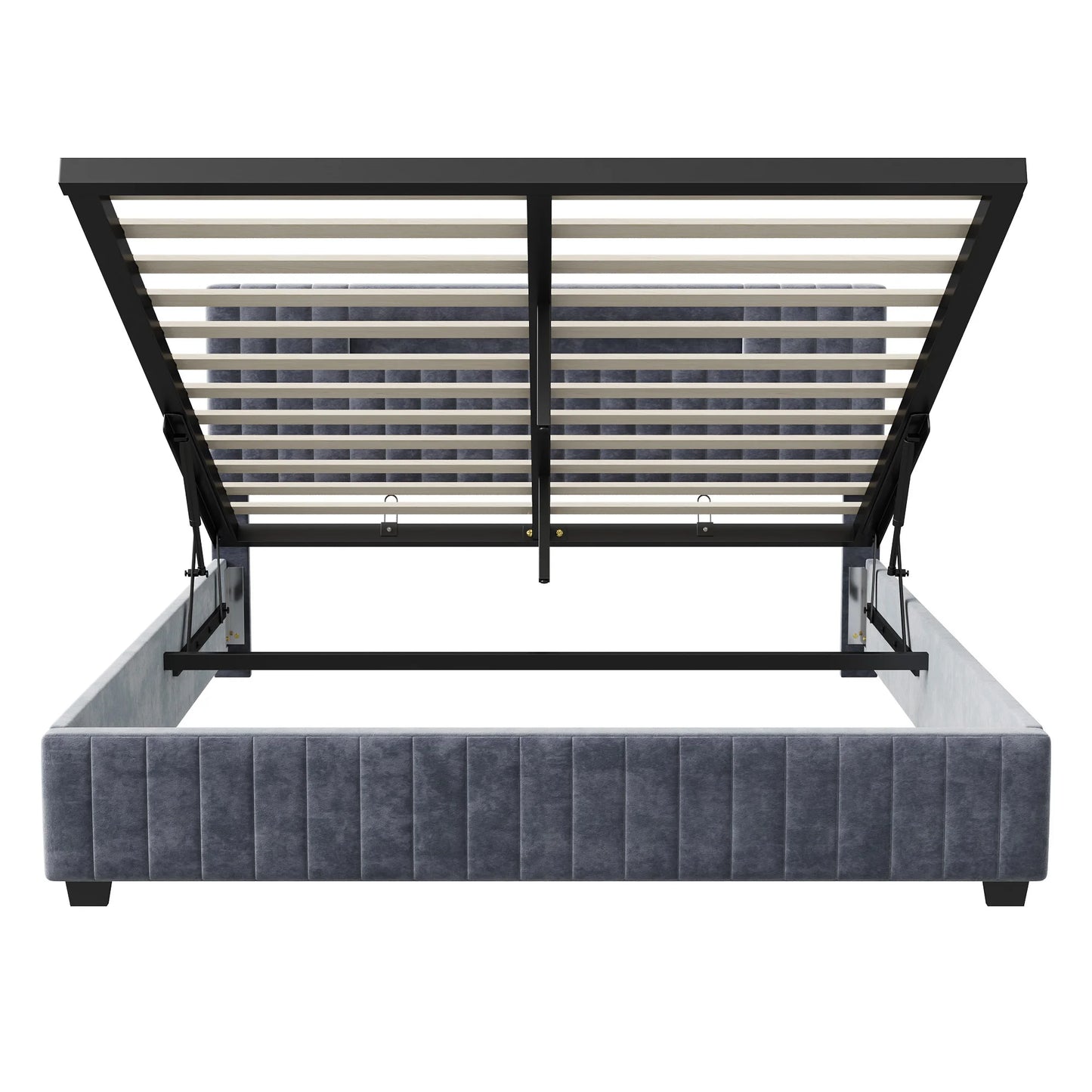 Rosahqnda hydraulisches Doppelbettgestell 140–160 x 200 cm mit LED, USB und großem Stauraum, gepolstertes Gästebett, Teenager-Wohnbett, Samt