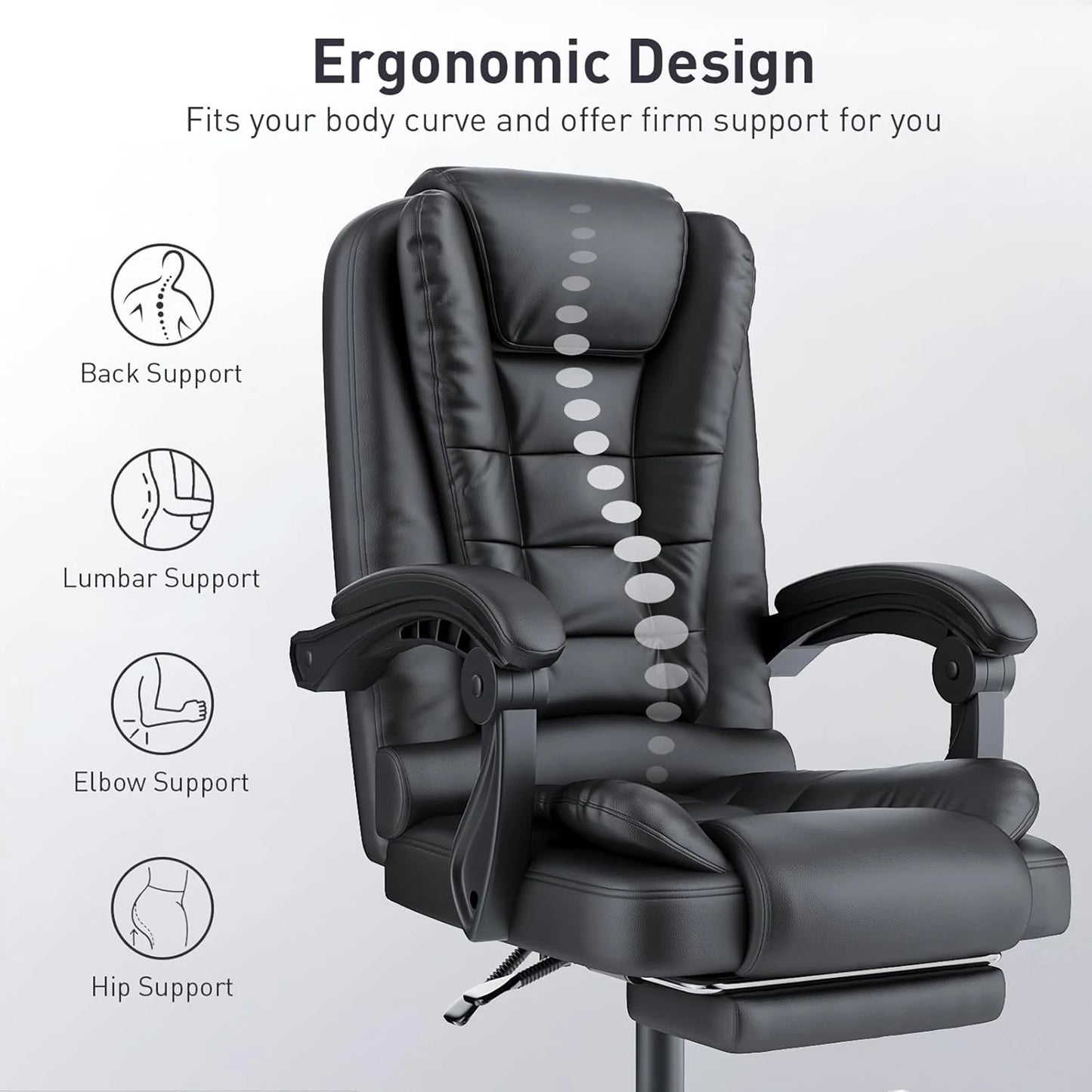 Executive Office Chair with Footrest High Back Desk Chair Ergonomic Recliner Computer Chair Gaming Chairs for Home