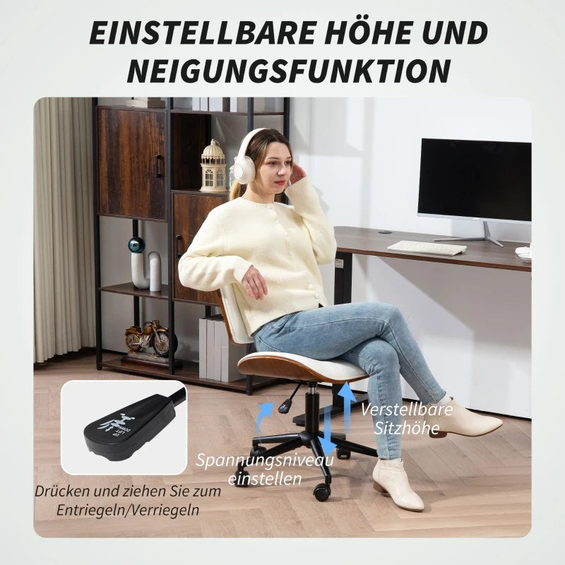 Rosahqnda Home-Office-Stuhl, ergonomischer Computer-Schreibtischstuhl mit verstellbarer Höhe, drehbarer Lounge-Arbeitsstuhl