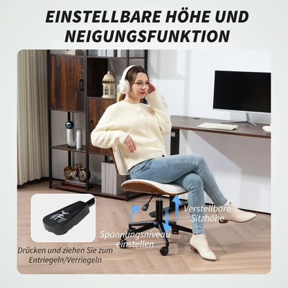 Rosahqnda Home-Office-Stuhl, ergonomischer Computer-Schreibtischstuhl mit verstellbarer Höhe, drehbarer Lounge-Arbeitsstuhl