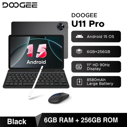 Global Version DOOGEE U11 Pro Android 15 Tablet 30GB(6+24) 256GB 11" HD 90Hz Display 8580mAh Battery Unisoc T7200 Widevine L1