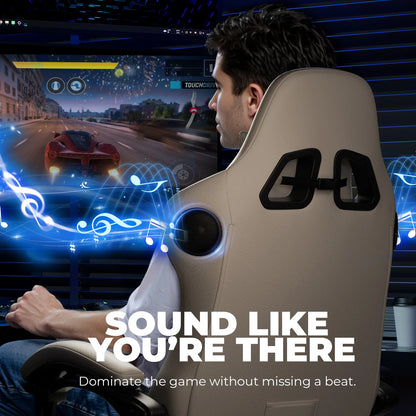 GTPLAYER Gaming Stuhl, Ergonomischer Gaming Sessel Schreibtischstuhl PC mit Fußstütze Lautsprecher Musik Bürostuhl bis 150kg