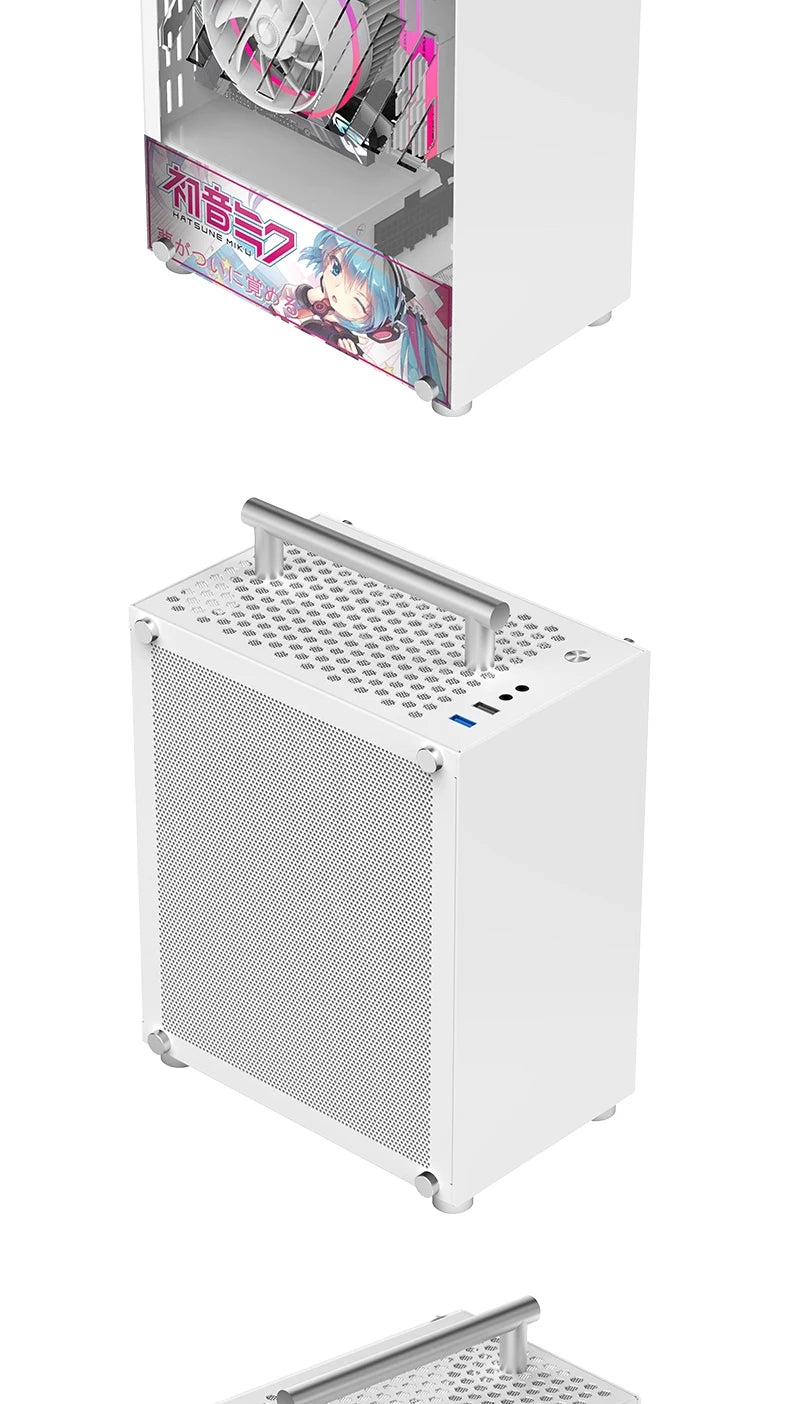 METALFISH T40 Mini ITX Black Case 7L Gaming Computer Chassis Compact transparent PC Support SFX PSU/70mm Cooler/206mm GPU.