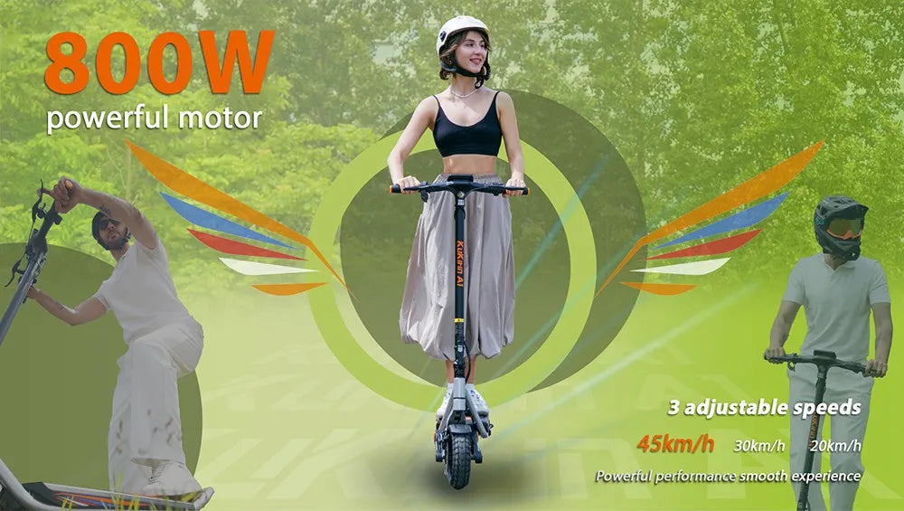 Kukirin A1 Folding Electric Scooter, 800W 48V 13Ah Battery, 10" Vacuum Tire, 45km/h Max Speed 45km Range Front & Rear Disc Brake.