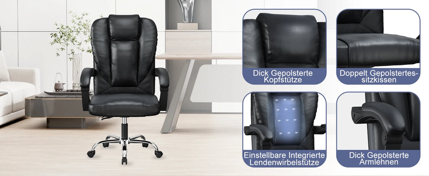 Ergonomic Office Chair PU Leather Desk Chair Spring Pad Design High Backrest Adjustable Executive Chair Swivel Chair