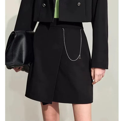 AMII Minimalism Casual Shorts Skirts Women High Rase 2024 Autumn New Fashion Commuter Lady Straight Blazer A-Line Skirt 12343035