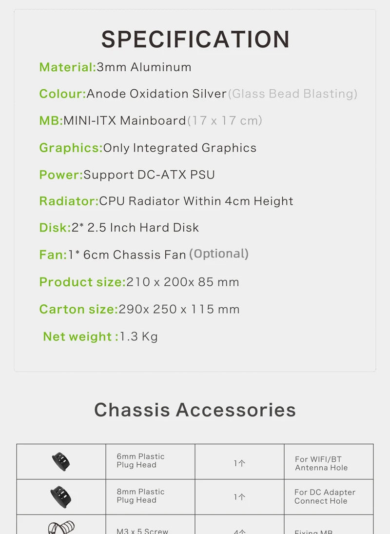 METALFISH MetalGear Plus Aluminum Mini HTPC Case Mini ITX Cases Computer Gaming PC Desktop Case.