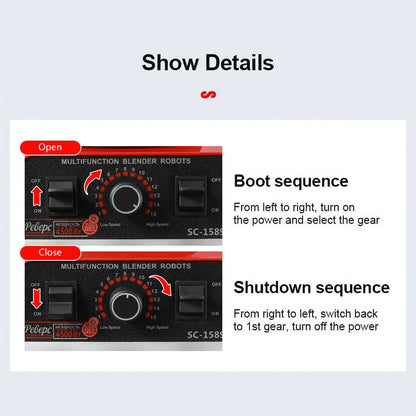 2000W Heavy Duty Commercial Blender Stationary Mixer Food Processor Ice Smoothies for Kitchen High Power Juicer Blender BPA Free.