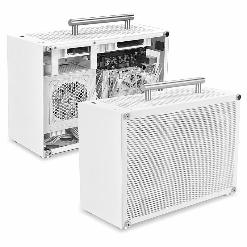 METALFISH T60 Mini ITX White Case 9L With Acrylic Or Mesh Side Panel and Portable Handle Support SFX PSU/300mm GPU/2*120mm Fan.