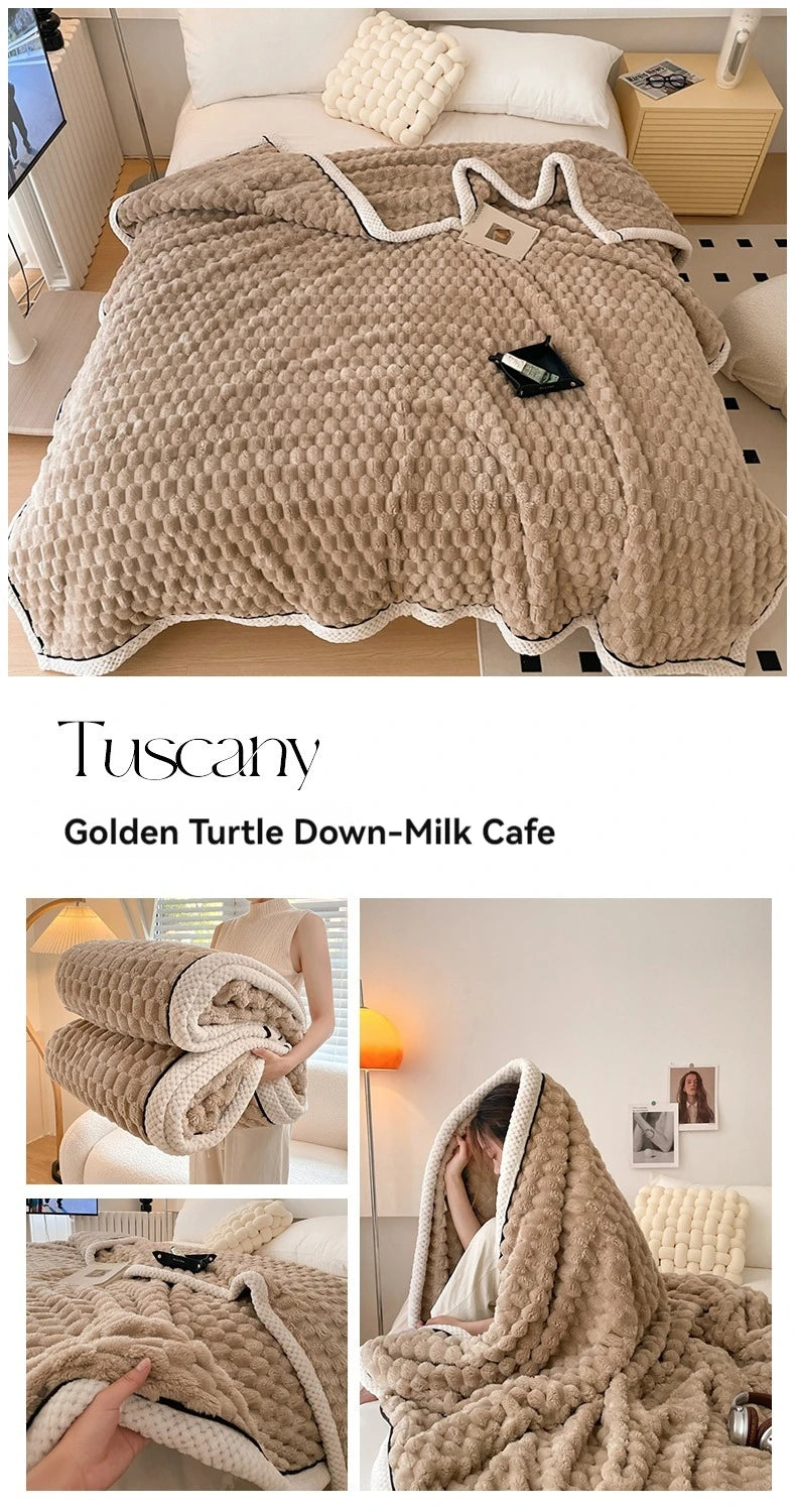 Turtle Velvet Autumn Winter Warm Sleeping Blanket Soft Comfortable Flannel Fleece Blankets for Bed Cozy Fluffy Warmth Blanket