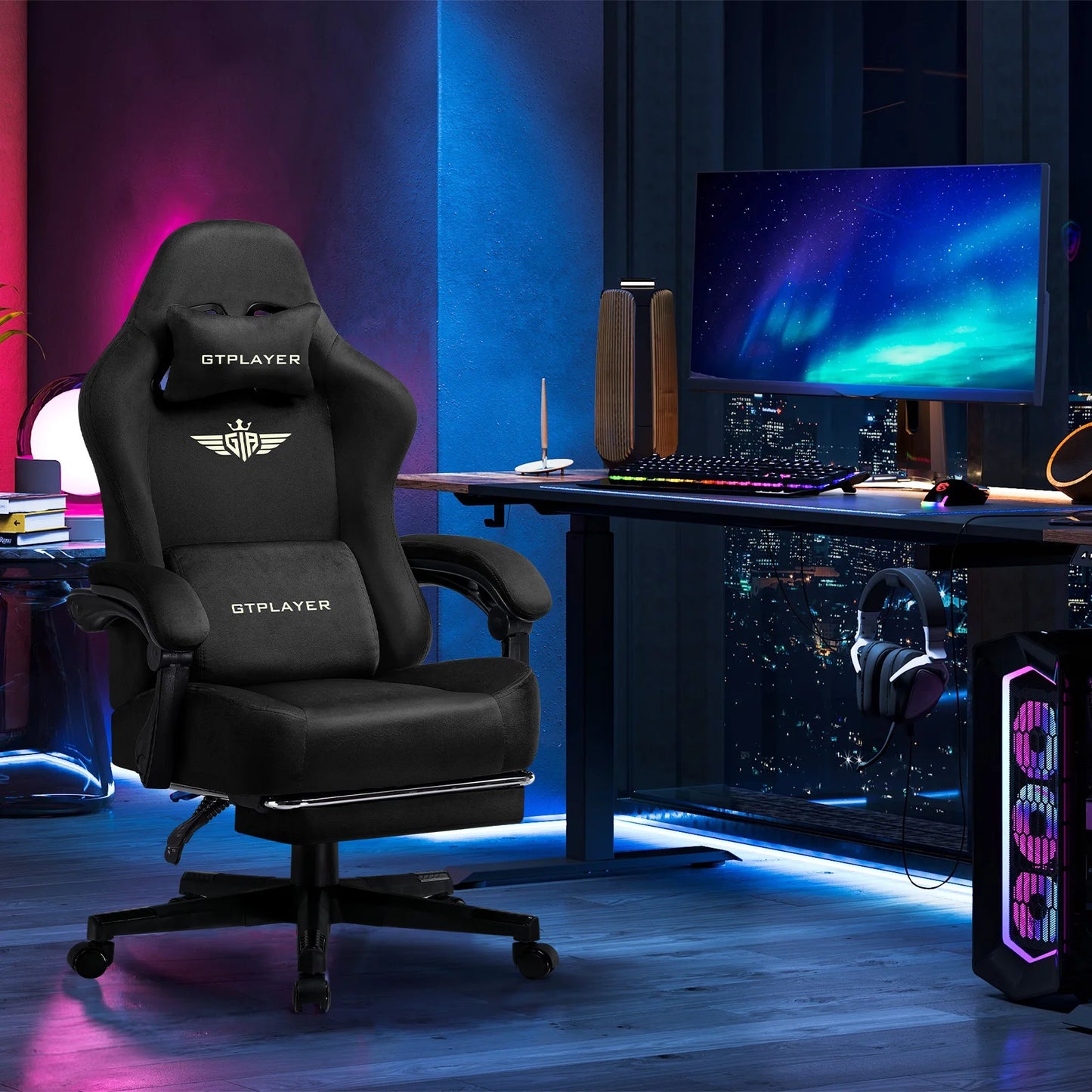 GTPLAYER Gaming Stuhl, Atmungsaktiver Bürostuhl, Bürostuhl Ergonomisch, Hochwertiger - Stoff, Ergonomischer PC Stuhl