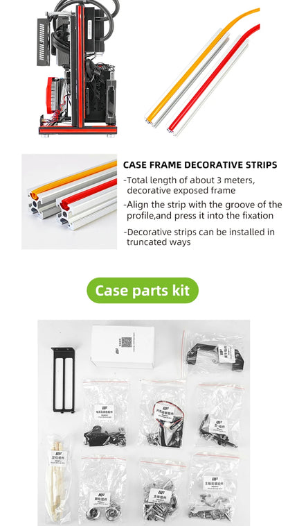 METALFISH BlockCase Aluminum Open Frame Case Support ATX/M-ATX Mainboard GPU Mount Horizontally 240 Water Cooler Gaming Cabinet.