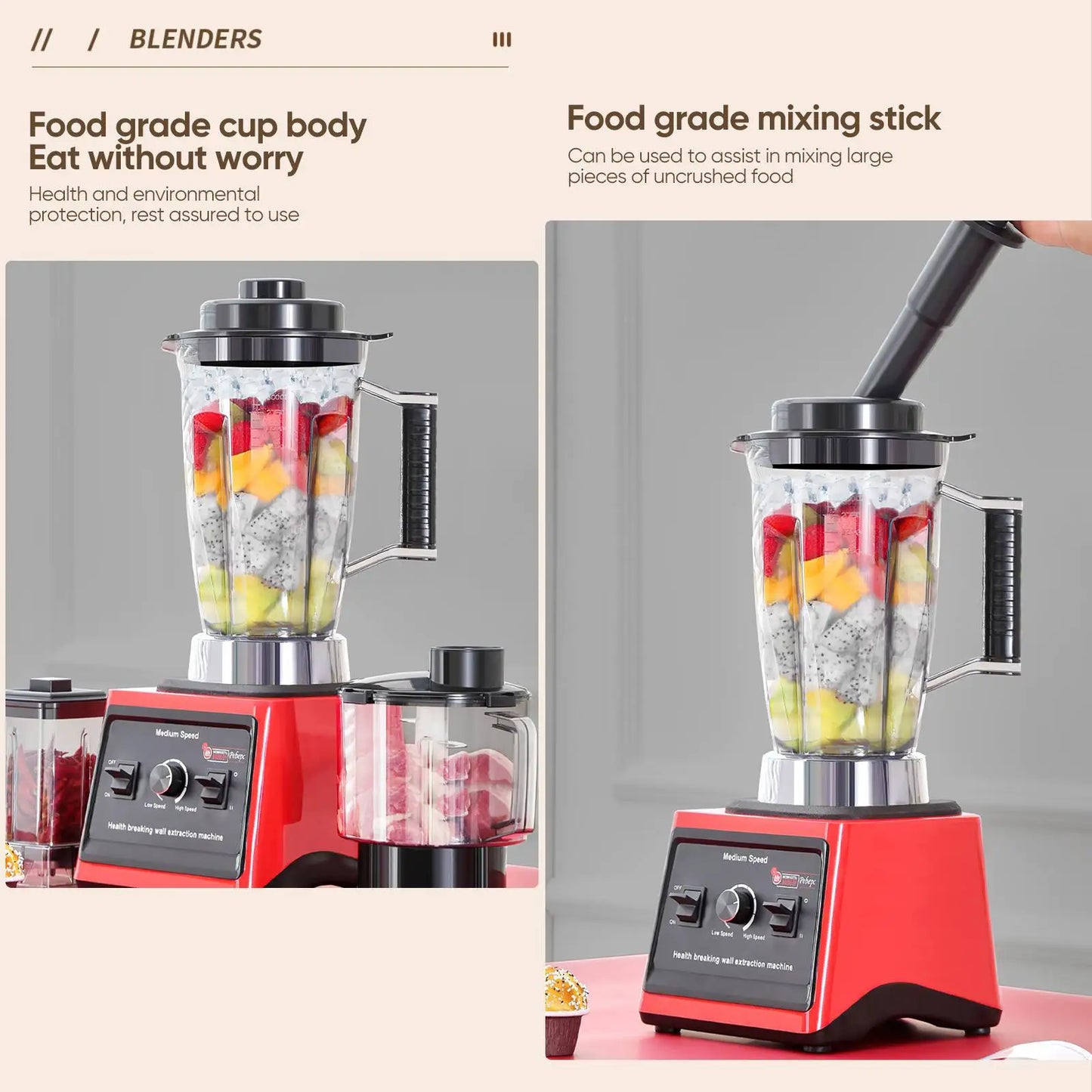 9500W 15 Speed multi-function Professional Blender 4-Blade 3-In-1 Wall Breaking Machine 5L Container Ice Nut Fruit mix Strong.