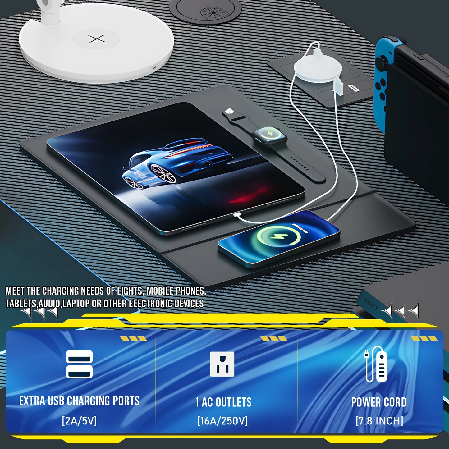 COMHOMA Schreibtisch Gaming Tisch mit Regal, Eckschreibtisch mit USB-Ladeanschluss und Steckdose, 120cm Computertisch L Form, PC