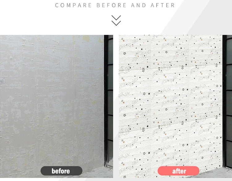 70cmx1m 3D Wall Sticker Faux Brick Bedroom Home Decor Waterproof Self Adhesive Wallpaper Living Room TV Background Decoration