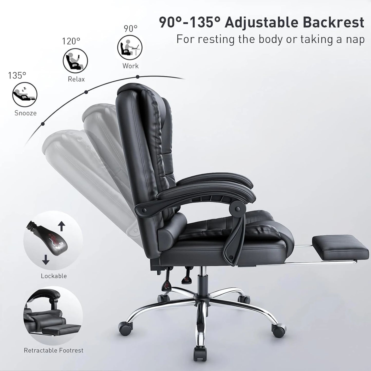 Executive Office Chair with Footrest High Back Desk Chair Ergonomic Recliner Computer Chair Gaming Chairs for Home