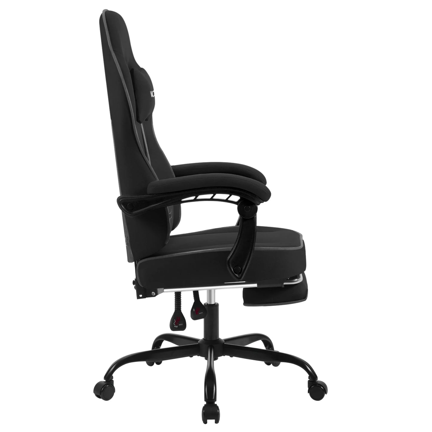 WOLTU Drehbarer Gamer-Stuhl, Gaming-Stuhl, ergonomischer Büro-Computerstuhl mit Lendenkissen, Fußstütze