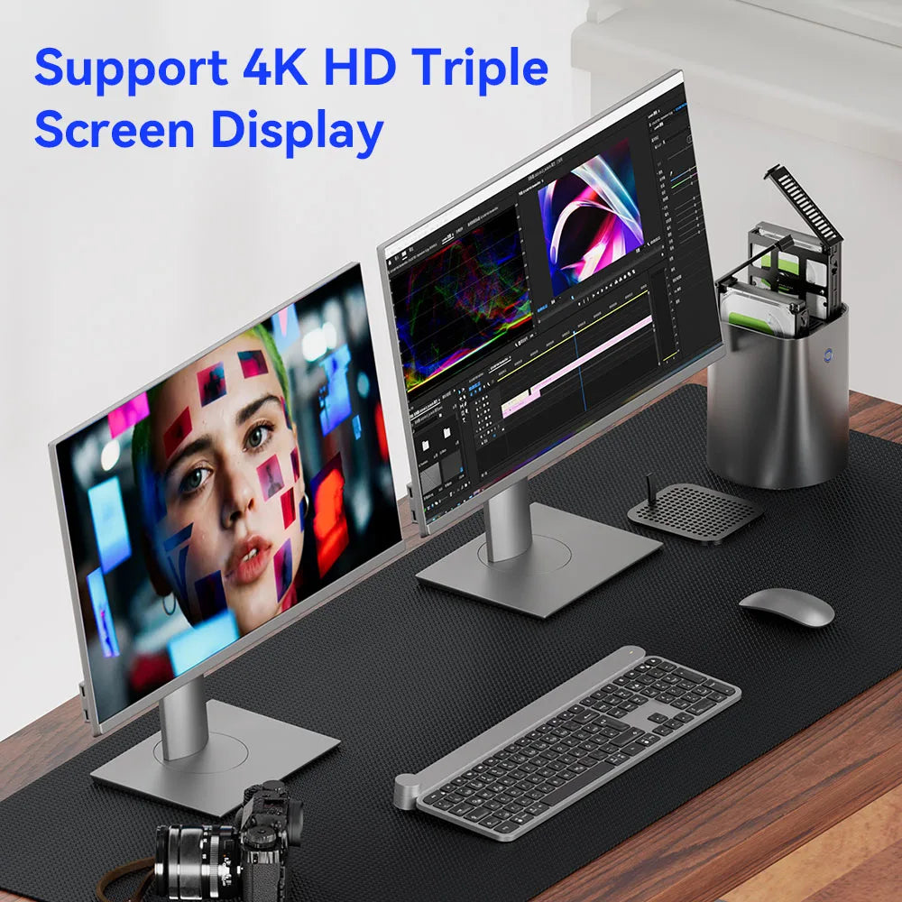 AOOSTAR R1 Mini PC NAS Router, Intel N150 4 Cores Max 3.6GHz, 16GB RAM 512GB SSD, HDMI+Type-C Triple 4K Display, WiFi 6 2*USB3.0.