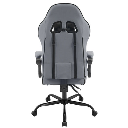 WOLTU Drehbarer Gamer-Stuhl, Gaming-Stuhl, ergonomischer Büro-Computerstuhl mit Lendenkissen, Fußstütze