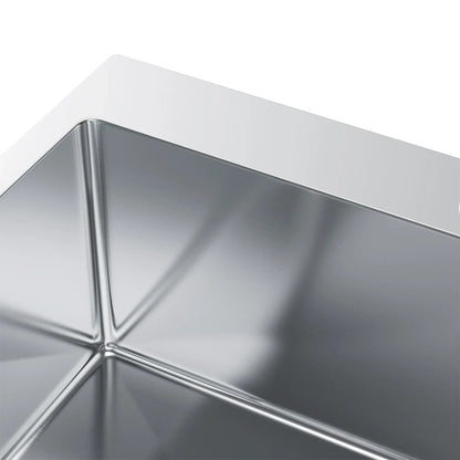 Silberne Edelstahlspüle aus Edelstahl von Inox, 60 x 50 cm – Einzelschüssel mit Wasserhahnloch und Abflussrohr, X-förmiger schneller Abfluss für moderne Küchen