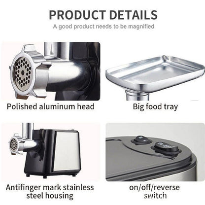 1000W Electric Meat Grinder Heavy hard Meat Mincer Sausage Stuffer Machine 220V Stainless Steel Food grain Stand mix.