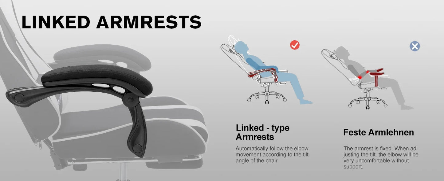 GTPLAYER Bürostuhl Gaming Stuhl Stoff Gaming Sessel Ergonomischer Gamer Stuhl mit Fußstütze, Kopfstütze Lendenkissen, Gepolstert