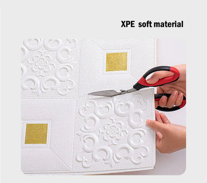 10Pcs 70x70cm Big Size Ceiling Wallpaper 3D Brick Waterproof Wall Stickers Foam Self-Adchive Wall Decoration