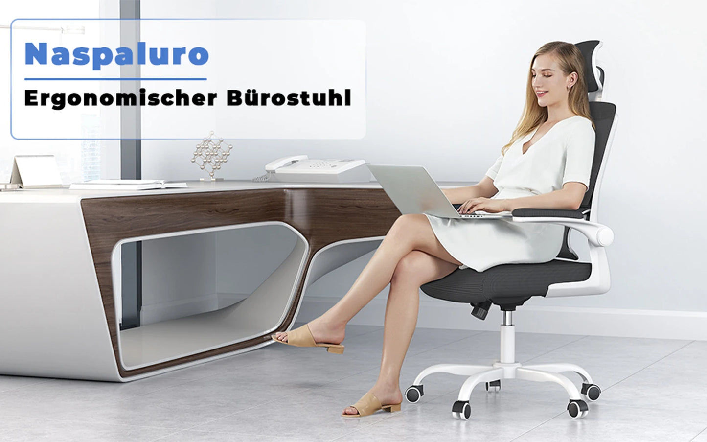 Ergonomic Office Chair Desk Chair with Folding Armrests Height-Adjustable Breathable Backrest Swivel Gaming Chair