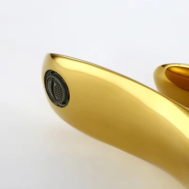 Golden Maple Leaf Basin Faucet For Hot And Cold Water Household Use Raised Washbasin Countertop Basin Single Hole Faucet