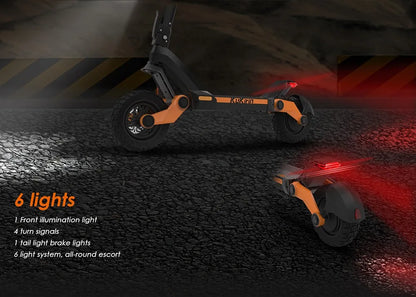 KuKirin G3 Electric Scooter 10" Off-road 1200W Motor 52V 18Ah Lithium battery Max Speed 50km/h, Shock arm Suspension 63km Range.
