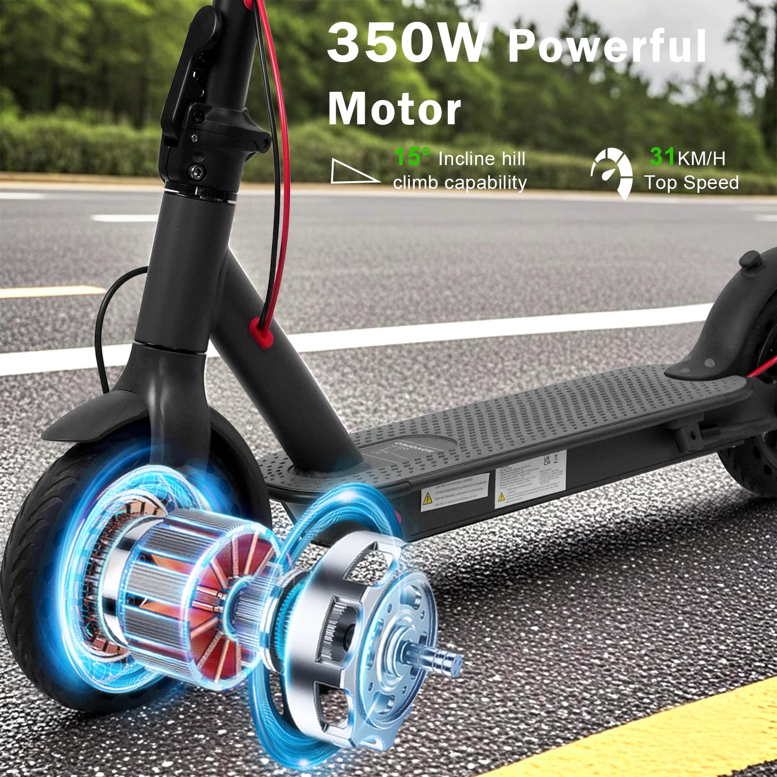 AOVOPRO ES80 500W Electric Scooter for Adults 35KM Long Range 31KM/H Fast Speed Folding Electric Scooter 8.5 Inch Smart Escooter.