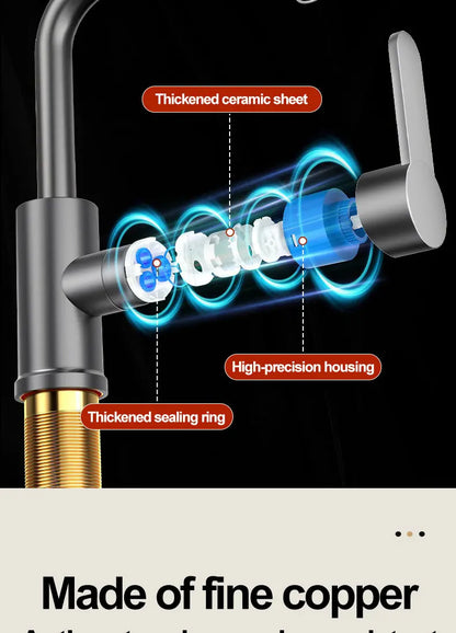 Copper universal faucet, washbasin, bathroom, cold and hot water, household washing, washing, vegetable washing, washbasin, fauc