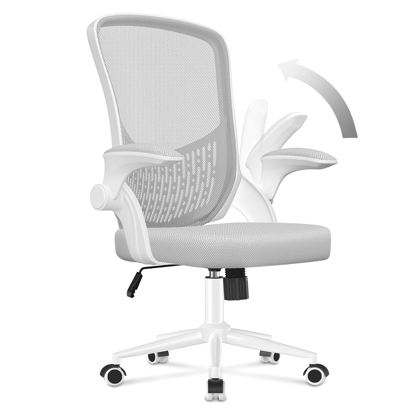 Ergonomic Office Chair Desk Chair with 90° Folding Armrests Lumbar Support Breathable Mesh Padding for Home Office