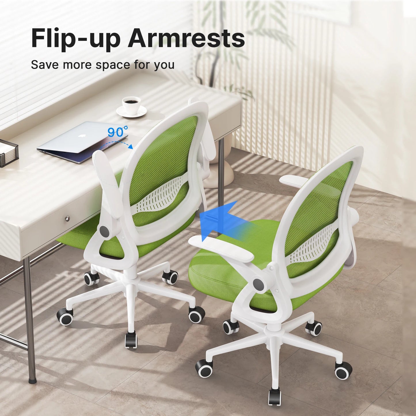 Office Chair Ergonomic Desk Chair Gaming Chairs Mid-Back Mesh Chair Flip-up Armrests Lumbar Support for Home Office