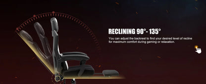 GTPLAYER Gaming Stuhl mit Fußstütze, ergonomischer Bürostuhl mit Netzrückenlehne, Schreibtischstuhl Gaming Sessel aus Stoff