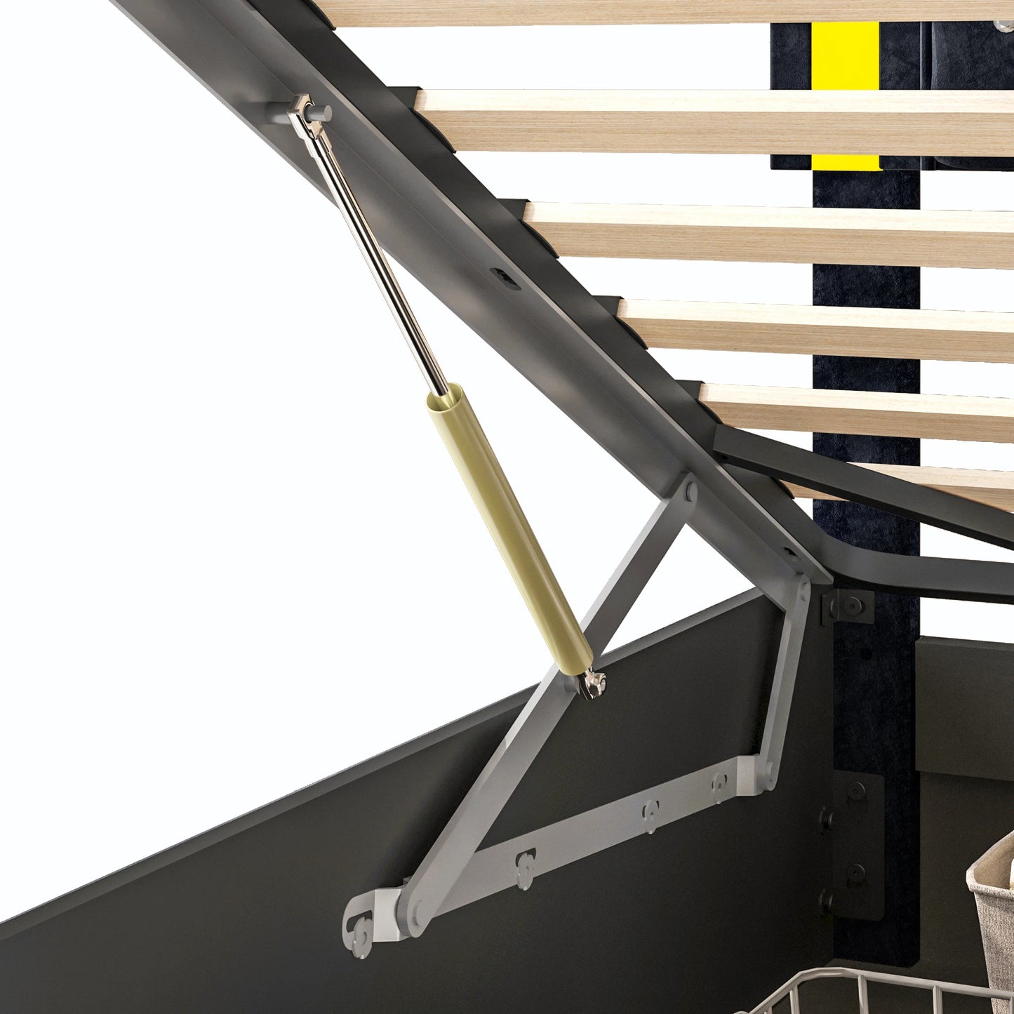 Rosahqnda Doppelbettgestell 140–160–180 x 200 cm, verstellbares LED-Kopfteil, hydraulisches Bett mit Stauraum, gepolstertes Jugendbett, Samt