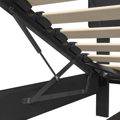 WoodenAura Doppelbett, gepolstertes Bett, Stauraum, Kopfteilbett mit USB-Aufladung, Stauraumbetten 140 x 200 cm, ohne Matratze