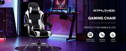 GTPLAYER Bürostuhl Gaming Stuhl Stoff Gaming Sessel Ergonomischer Gamer Stuhl mit Fußstütze, Kopfstütze Lendenkissen, Gepolstert