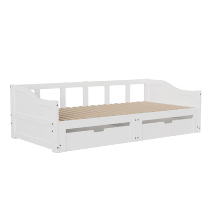 Schlafsofa 90/180 x 200 cm, Doppelbett, Einzelbett mit ausziehbarer Schublade, mit Lattenrost, Massivholz, keine Matratze