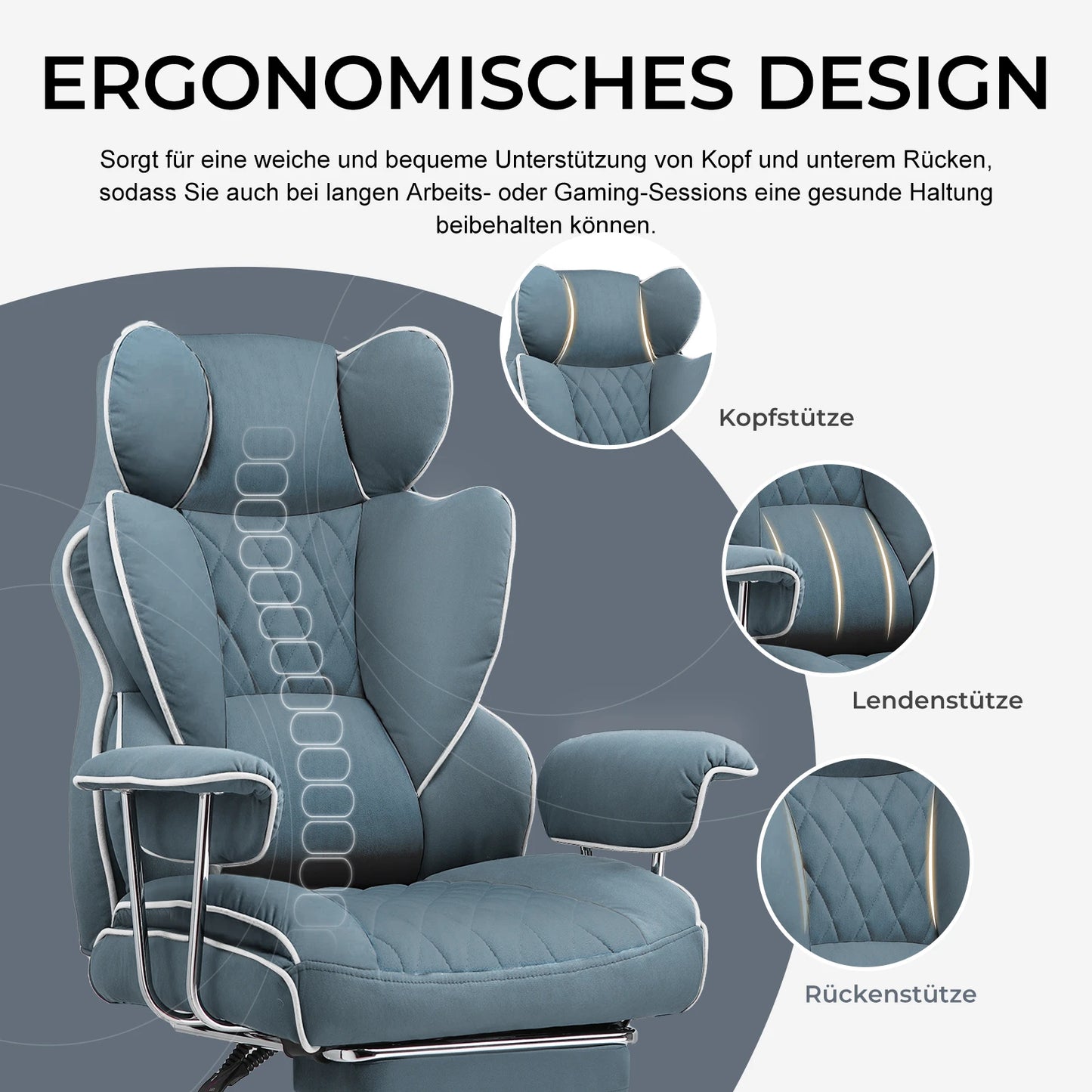 GTPLAYER Gaming Stuhl, Bürostuhl mit Taschenfeder-Lendenwirbelstütze, ergonomischer und komfortabler breiter Büro-Computersessel