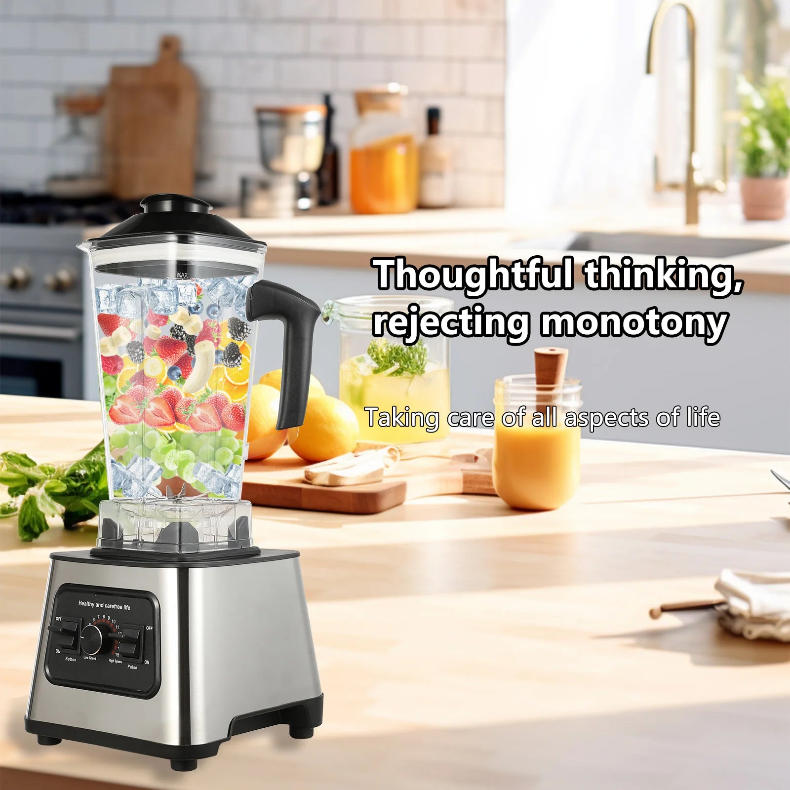 6000W Power multi-function Professional Blender 4-Blade 2-In-1 Wall Breaking Machine 2.5L Container Ice Nut Fruit mix Strong.