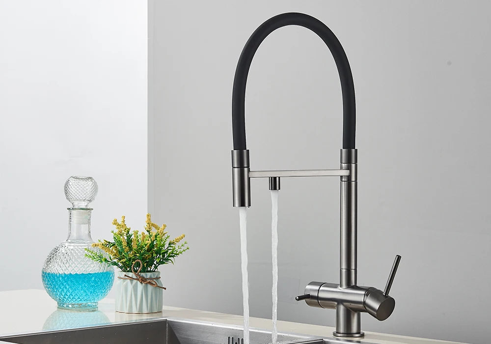 Black Grey Filtered Kitchen Faucet Water Filter Kitchen Faucets Filter Faucet Mixer Water Purification Water Drinking Water Taps