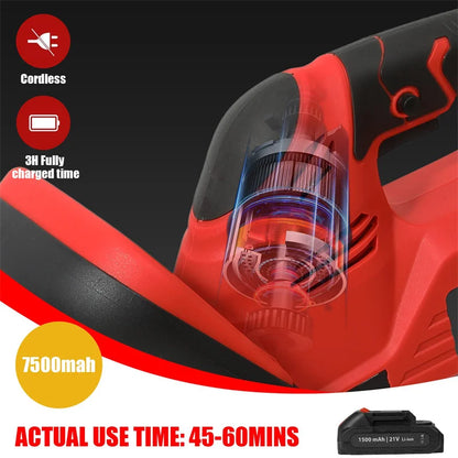 21V kabellose Hecken schere 22 Zoll elektrische Hecken schere mit 3,0 Ah Akku und Ladegerät mit doppelt wirkender Klinge 3/5 "Schnitt kapazität