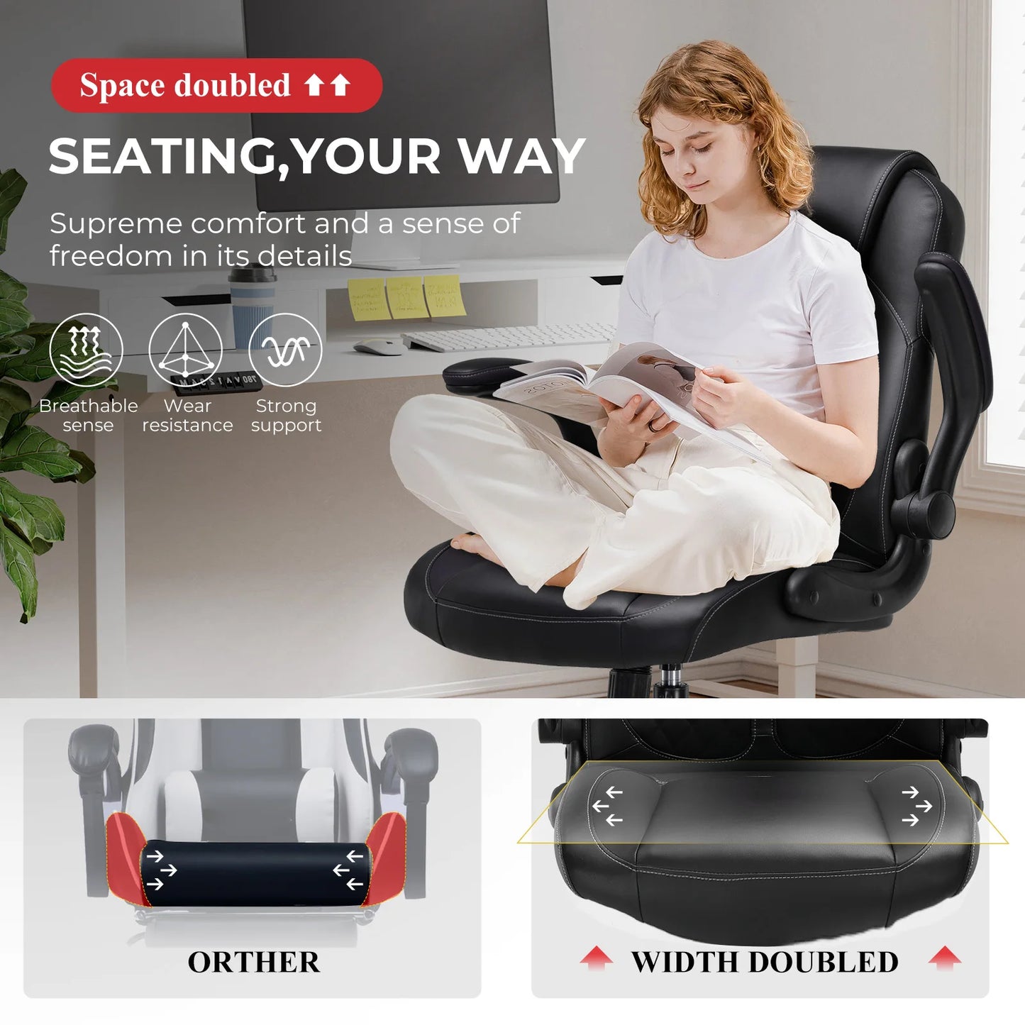 GTPLAYER Gaming Stuhl mit hochklappbarer Armlehne, Gamer Stuhl mit Schaukelfunktion, Ergonomischer Computer Gaming Stuhl