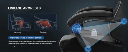 LUCKRACER Gaming Stuhl mit fußstütze Bürostuhl Ergonomisch mit verstellbare Lendenkissen, Kopfkissen Gaming Chair