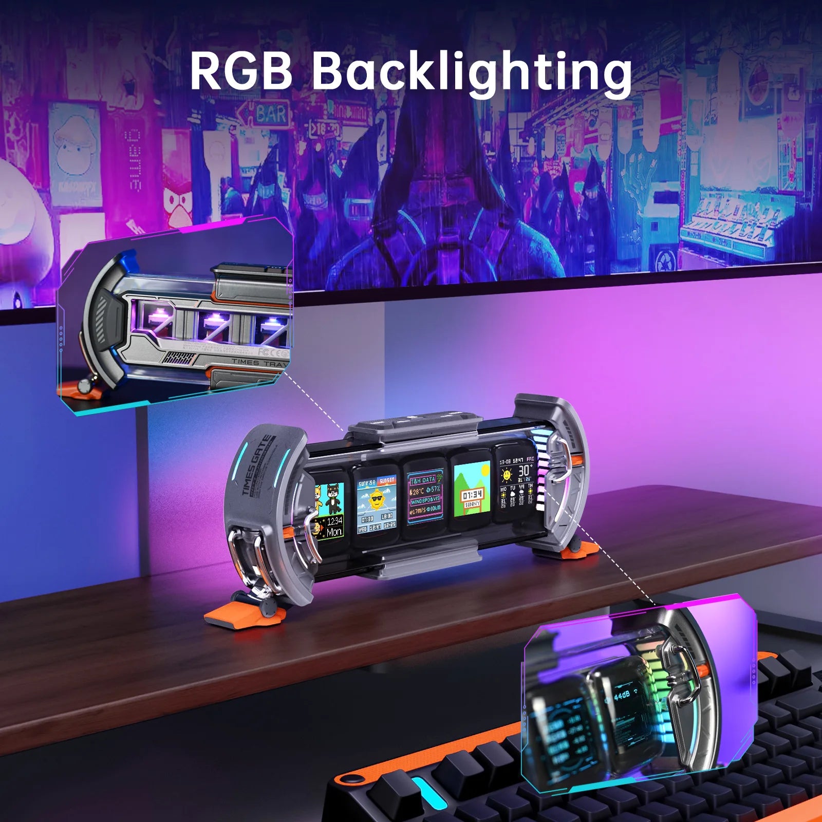 Divoom Times Gate - Cyberpunk Gaming Setup Digital Clock with Smart APP Control, WiFi Connect, RGB LED Display,.